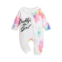 Conjunto De Roupa Para Bebê Menina Recém-Nascida Com Estampa Tie Dye, Faixa De Cabeça E Chapéu,