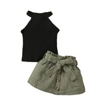 Conjunto de Roupa para Meninas (0-2 anos) - 2 Peças, Renda, Fora do Ombro, Saia com Arco Conjunto de Roupa para Meninas (0-2 anos) - 2 Peças, Renda, Fora do Ombro, Saia com Arco