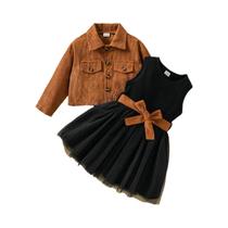 Conjunto De Roupa Para Meninas, Vestido De Manga Longa, Jaqueta, Casaco, Roupas De Outono E Inverno