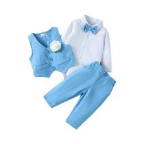 Conjunto De Roupa Social Para Bebê Menino, 3 Peças, Traje De Aniversário, Colete Liso Para Primavera