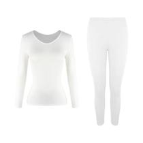 Conjunto De Roupa Térmica Feminina 2 Peças Ultra Macio Com Forro De Lã Para Clima Frio Conjunto De Roupa Térmica Feminina 2 Peças Ultra Macio Com Forro De Lã Para Clima Frio