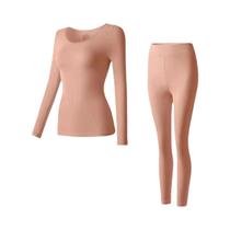 Conjunto De Roupa Térmica Feminina De Inverno Em Lã E Seda Aveludada, Calças Longas Grossas Sem