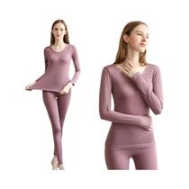 Conjunto De Roupa Térmica Feminina Quente, Sexy E Modeladora, Calças Longas Com Gola Média