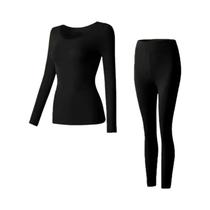 Conjunto De Roupa Térmica Feminina Sem Costura, Calças Longas Finas, 2 Peças, Primeira Camada