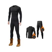 Conjunto De Roupa Térmica Masculina De Inverno 2 Peças Justas E Respiráveis