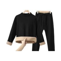 Conjunto De Roupa Térmica Masculina De Lã De Camelo Com Forro De Fleece, Gola Média, Calças Longas Conjunto De Roupa Térmica Masculina De Lã De Camelo Com Forro De Fleece, Gola Média, Calças Longas