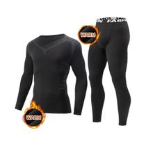 Conjunto De Roupa Térmica Masculina Para Outono E Inverno, Camiseta Base Estilosa Com Estampa