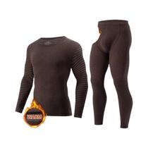 Conjunto De Roupa Térmica Masculina plus Size, Pijamas Listrados De Manga Longa, Casual Para Outono Conjunto De Roupa Térmica Masculina plus Size, Pijamas Listrados De Manga Longa, Casual Para Outono