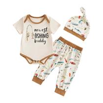 Conjunto de roupas Amnnchya Newborn Baby Boy Fishing Outfit 6-9M Conjunto de roupas Amnnchya Newborn Baby Boy Fishing Outfit 6-9M