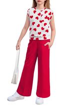Conjunto de roupas Arshiner Girls Heart Drop, blusa de manga de ombro
