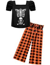 Conjunto de roupas Arshiner Girls Orange Plaid Halloween 13-14 anos