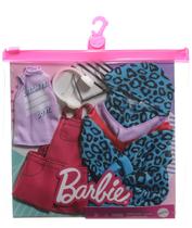 Conjunto de Roupas Barbie Fashion 2-Pack, Vestido com Capuz Animal-Print, Top Gráfico, Macacão Vermelho & Acessórios, Crianças 3 a 8 Anos