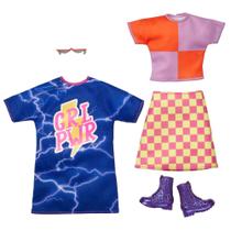 Conjunto de roupas Barbie Fashions, pacote com 2 roupas e acessórios Conjunto de roupas Barbie Fashions, pacote com 2 roupas e acessórios
