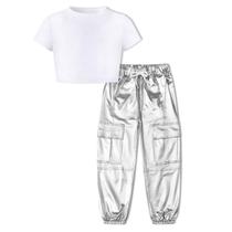Conjunto de roupas Betusline Crop Tops + Cargo Jogger Pants para mulheres