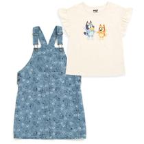 Conjunto de roupas Bluey Bingo Chloe Floral Overall Dress 5T Girls