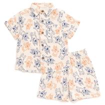 Conjunto de roupas Bluey Bingo Little Boys, camisa de gaze de algodão e shorts