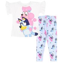 Conjunto de Roupas Bluey Coco para Meninas - Camiseta e Leggings Infantil