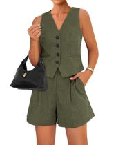 Conjunto de roupas BTFBM, blazer feminino, colete, verde militar, tamanho L