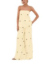 Conjunto de roupas calbáticas femininas de bolinhas com calças largas Conjunto de roupas calbáticas femininas de bolinhas com calças largas