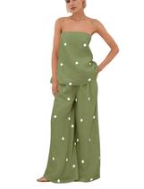 Conjunto de roupas calbáticas femininas de bolinhas com calças largas
