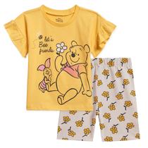 Conjunto de roupas: camiseta Disney Winnie the Pooh Piglet e shorts