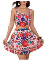 Conjunto de roupas, camiseta e saia femininas Floerns Tropical Crop Conjunto de roupas, camiseta e saia femininas Floerns Tropical Crop