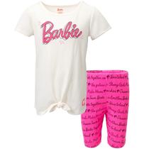 Conjunto de roupas: camiseta e shorts Barbie Big Girls rosa/brancos 10-12