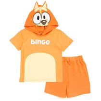Conjunto de roupas: camiseta e shorts com capuz Bluey Bingo para meninos