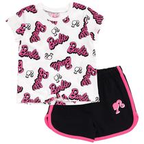 Conjunto de roupas: camiseta e shorts para meninas da Barbie 5T Conjunto de roupas: camiseta e shorts para meninas da Barbie 5T