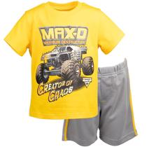 Conjunto de roupas: camiseta para meninos, shorts de malha Monster Jam
