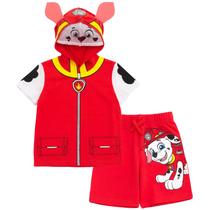 Conjunto de roupas: camiseta Paw Patrol Marshall e short felpudo francês Conjunto de roupas: camiseta Paw Patrol Marshall e short felpudo francês