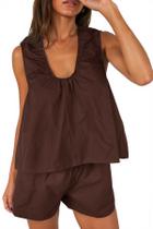 Conjunto de roupas: camiseta regata feminina de verão Cicy Bell com shorts de cintura alta Conjunto de roupas: camiseta regata feminina de verão Cicy Bell com shorts de cintura alta