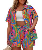 Conjunto de roupas CARCOS Plus Size, 2 peças para mulheres, verão, 4GG