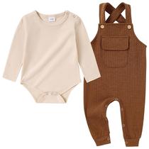 Conjunto de roupas CARETOO Baby Boy Overall de manga comprida 0-18M