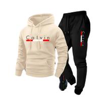 Conjunto De Roupas Casuais De Inverno Para Homens, Moletom Preto, Calças De Moletom, Jaqueta