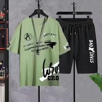 Conjunto De Roupas Casuais De Verão Masculinas Oversized Y2K Camiseta De Manga Curta E Shorts
