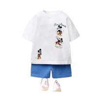 Conjunto De Roupas Casuais De Verão Para Crianças Disney, Camisetas Com Gola O Do Mickey Mouse E