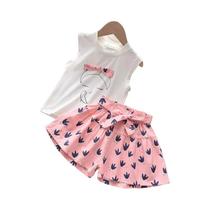 Conjunto De Roupas Casuais De Verão Para Meninas Bear Leader 2 Peças Top E Calças Moda Infantil 3-7 Conjunto De Roupas Casuais De Verão Para Meninas Bear Leader 2 Peças Top E Calças Moda Infantil 3-7