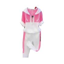 Conjunto De Roupas Casuais De Verão Para Mulheres, Blusa Com Capuz De Manga Curta E Calças, Conjunto