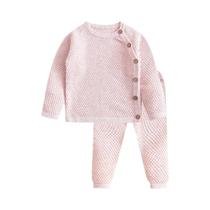 Conjunto De Roupas Casuais Para Bebês Meninos E Meninas Outono Inverno Em Cores Sólidas Camiseta De