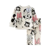 Conjunto De Roupas Casuais Para Meninas Com Estampa De Desenho Animado Da Minnie, Camiseta De Manga Conjunto De Roupas Casuais Para Meninas Com Estampa De Desenho Animado Da Minnie, Camiseta De Manga