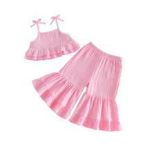 Conjunto de roupas citgeett Baby Girl Summer Cotton Linen 3-4T