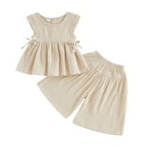 Conjunto de roupas citgeett Baby Girl Summer Cotton Linen 6-12M Conjunto de roupas citgeett Baby Girl Summer Cotton Linen 6-12M