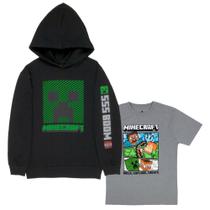 Conjunto de roupas com capuz e camiseta Minecraft para meninos tamanho 8