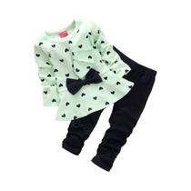 Conjunto De Roupas Com Estampa De Coração Para Bebês Meninas, Calças De Manga Comprida, Roupas Fofas