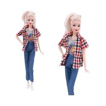 Conjunto De Roupas De Boneca Barbie De 11,8 Polegadas, Camiseta, Jaqueta, Calças, Roupas Casuais,