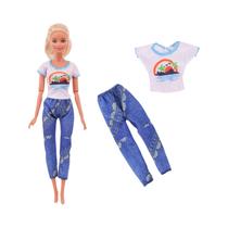 Conjunto De Roupas De Boneca Barbie De 11,8 Polegadas, Camiseta, Jaqueta, Calças, Roupas Casuais,