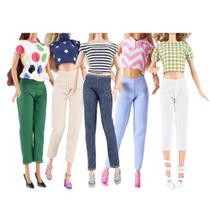 Conjunto de roupas de boneca E-TING, 5 conjuntos de roupa casual para boneca de 11,5 polegadas