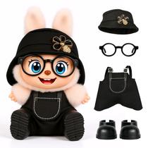 Conjunto de roupas de boneca LaeFae para boneca de 17 cm com chapéu e macacão x4