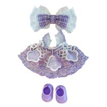 Conjunto de roupas de boneca para boneca de 17 cm, roupa roxa de princesa - 3 peças